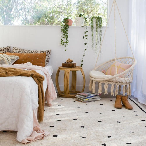Cotton Berber Rugs - Going Dotty Black - Happy as Larry