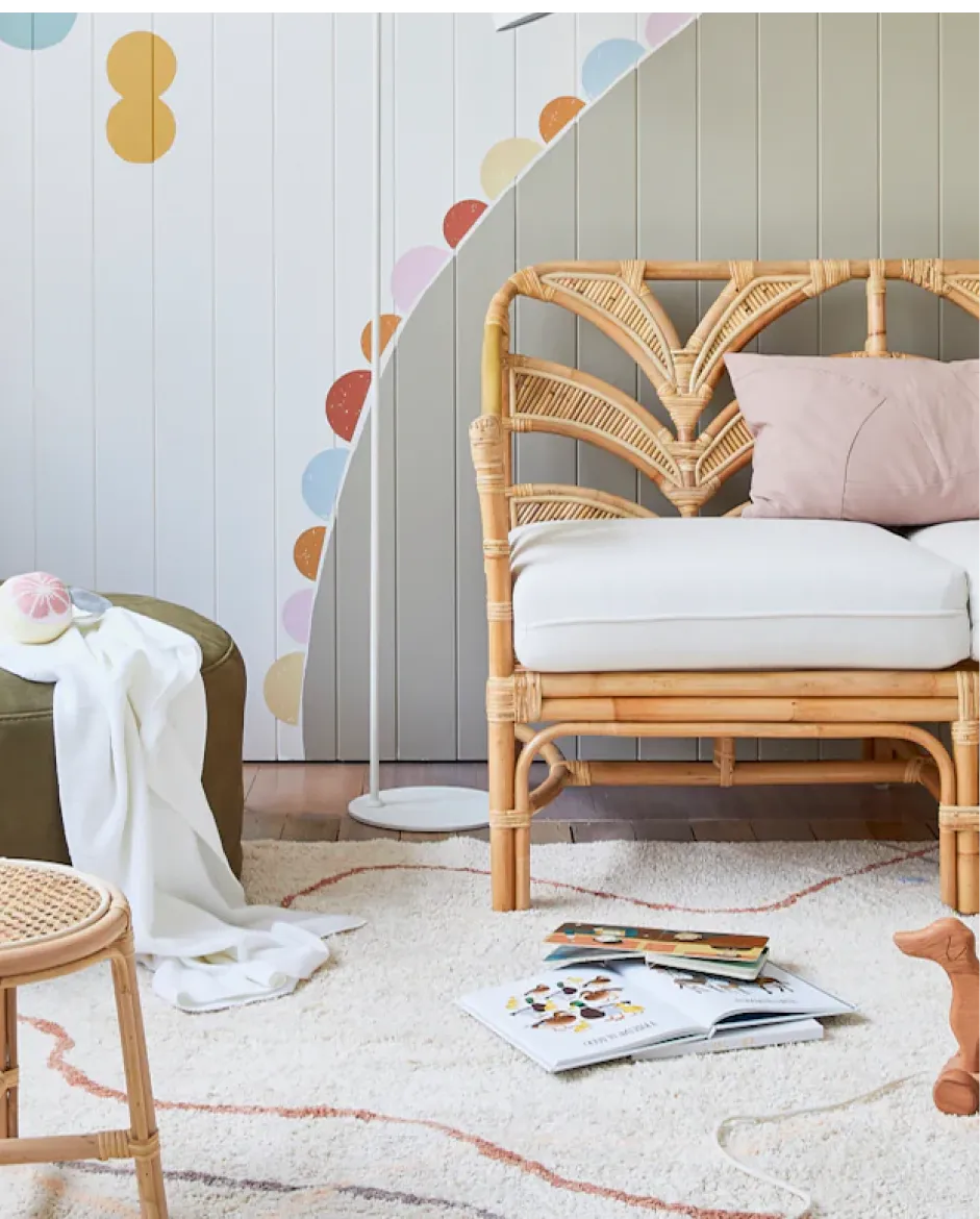 the bed is on the carpet