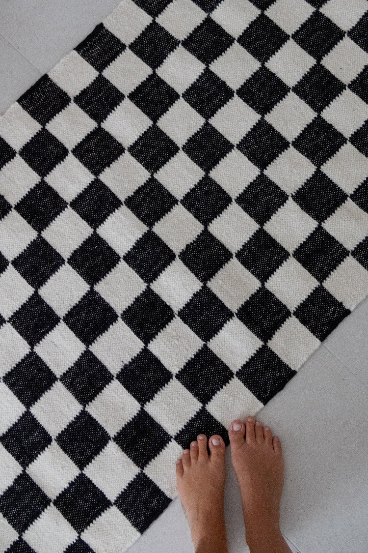White Checkered Rug Black And White Hallway Rug Checkered Rug