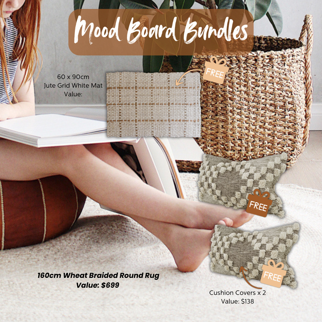 Mood Board Bundle - Wheat Braided Round Rug – Oh Happy Home
