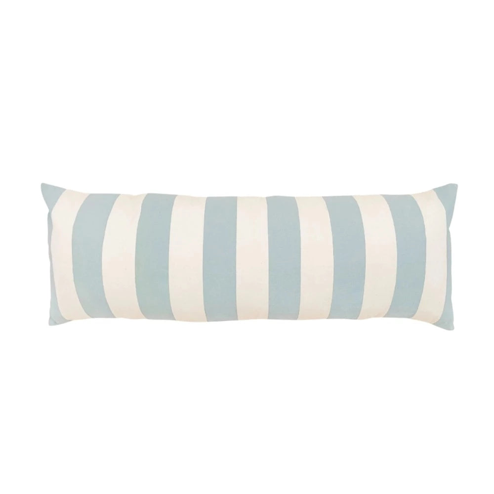 blue striped lumbar pillow cover