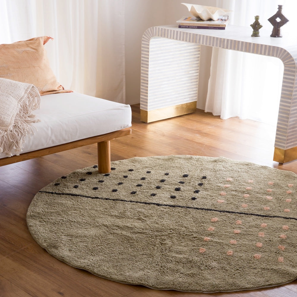 Grid - Green Round Washable Rug – Oh Happy Home