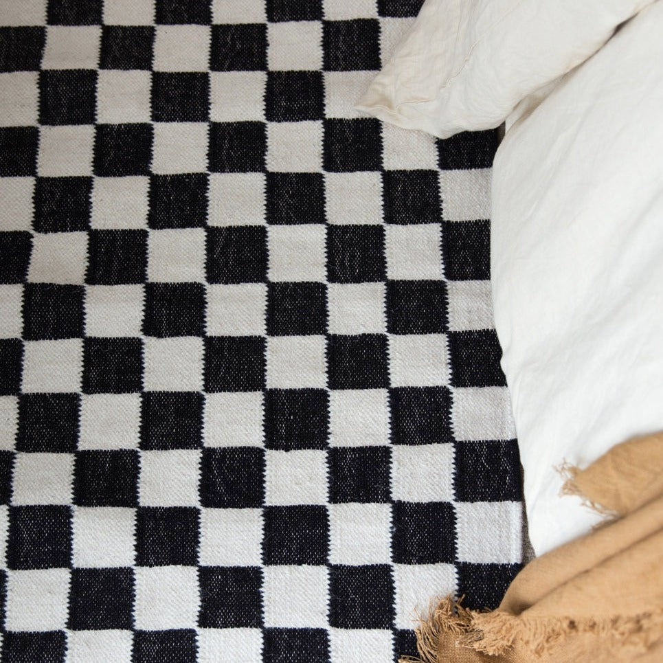Checker Rug- Black and White Runner – Oh Happy Home